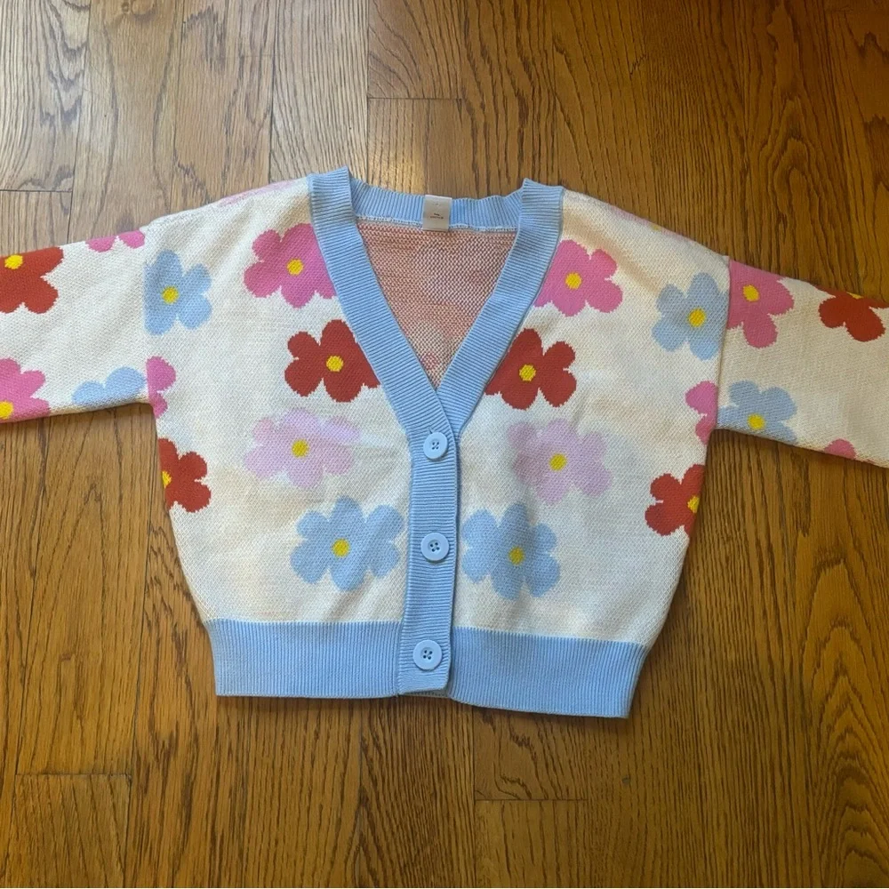 Old Navy Floral Kids Sweater - Blue, Red, Pink, Yellow Girls Size 6
